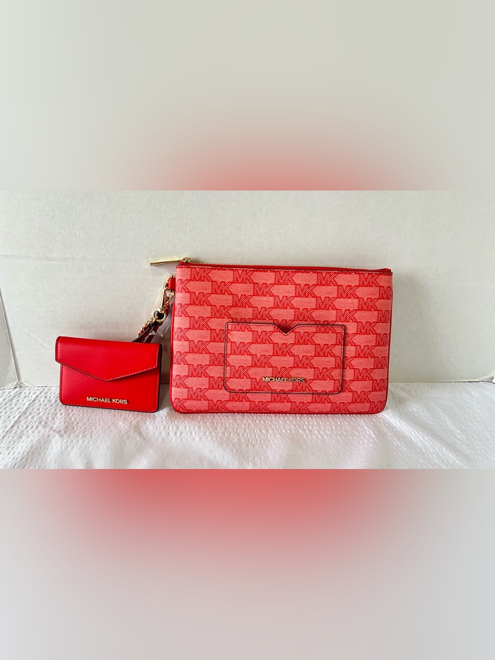 Michael Kors Red Logo Card Pouch Wristlet